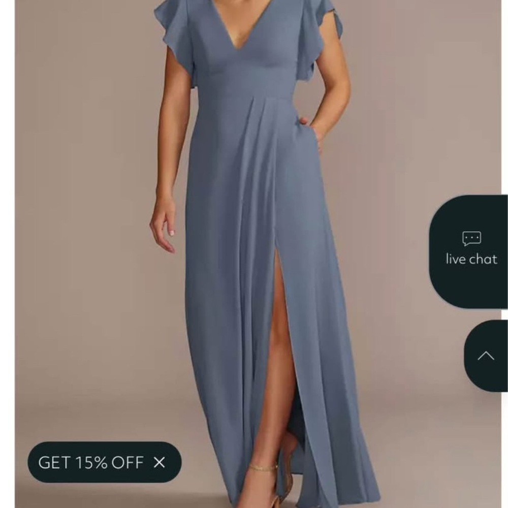 Elegant Blue V-Neck Maxi Dress